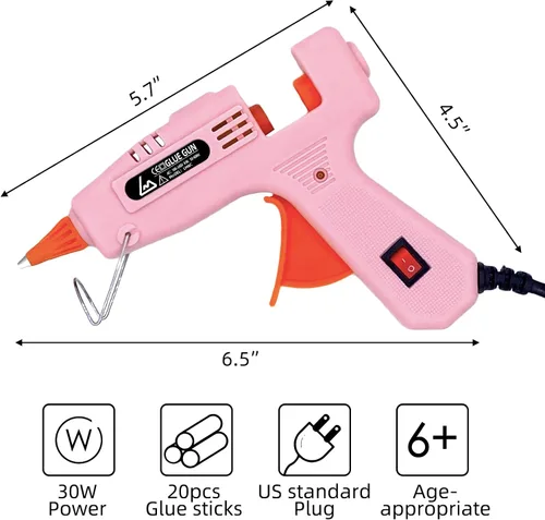 Vista 3 de Pistola de pegamento, kit de pistola de pegamento caliente mini con 20 barras de pegamento, pistolas de pegamento caliente para manualidades