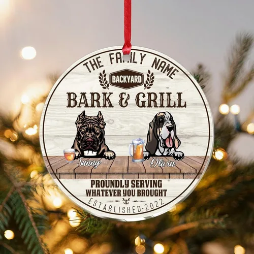 Vista 24 de SILYHEART Christmas Acrylic Ornaments Presa Canario & Pug Bull Dog Christmas Porcelain Ornament Family Dog Name Funny Dog Pet Lovers DIY Christmas