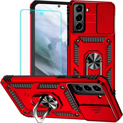 Vista 47 de HNHYGETE Funda para Samsung A13 5G, Galaxy A13 5G con protector de pantalla, soporte giratorio de grado militar de 360° (resistente), fundas Negro