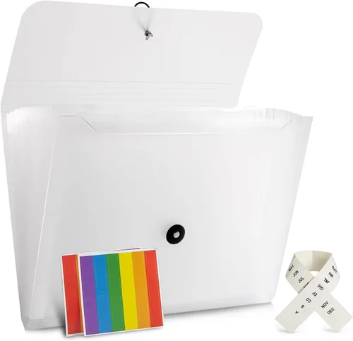 Vista 28 de Carpeta de archivos expandible con 13 bolsillos, carpeta de archivo de acordeón para documentos, organizador estético de papel negro
