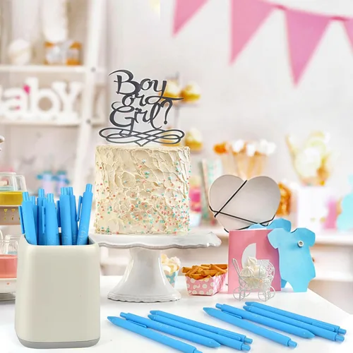 Vista 5 de Mototo 60 bolígrafos para baby shower, regalo de fiesta de bebé, bolígrafo azul retráctil con tinta negra para niños, invitados, profesores