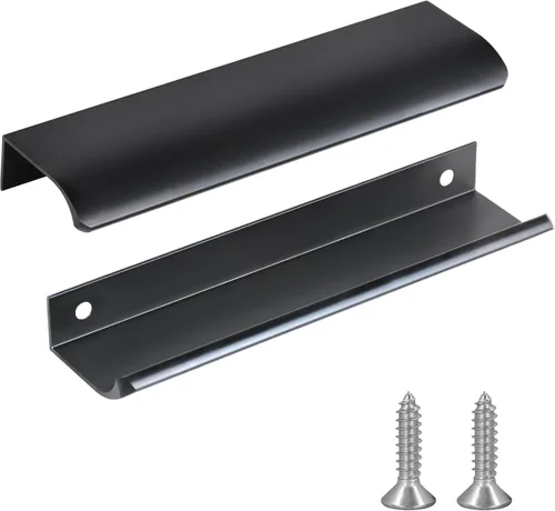 Vista 9 de JOOJA Juego de 10 tiradores con borde de dedo de estilo moderno para muebles y cajones, tiradores ocultos para gabinetes y cocina, perillas, negro