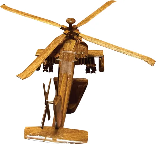Vista 4 de AH-64 (AH64) Modelo de helicóptero de escritorio de madera de caoba Apache