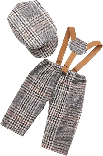 Vista 3 de Accesorios para fotografías de bebé recién nacido o de meses, con gorra a rayas y mameluco