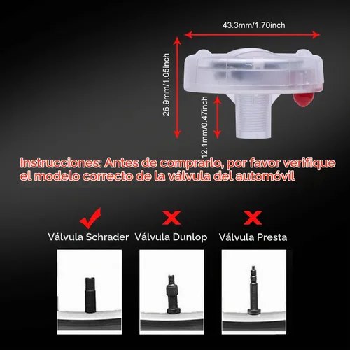 Vista 5 de Luces de rueda de neumáticos de automóvil, 4 válvulas de aire, tapa de válvula solar con sensores de movimiento, luz LED intermitente colorida