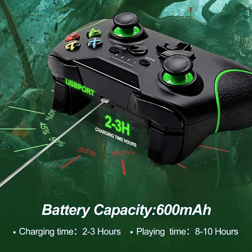 Vista 5 de Control inalámbrico para Xbox One, PC Gamepad con adaptador inalámbrico de 2.4 GHZ compatible con Xbox OneOne SOne XWindows 7810