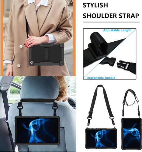 Vista 2 de Para Onn 10.4 Tablet Pro 2023 Modelo: 100110603 Funda protectora híbrida de alta resistencia con correa para el hombro para Walmart Onn 10.4 Tablet