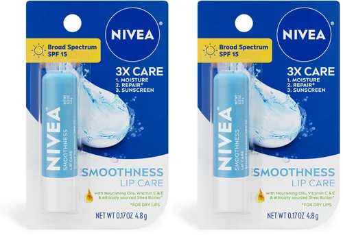 Vista 15 de NIVEA Smoothness Lip Care - Bálsamo labial protector solar con SPF 15 de amplio espectro, manteca de karité, aceites nutritivos y vitamina C y E