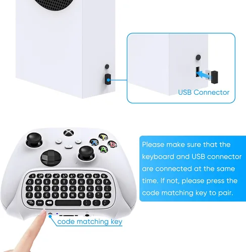 Vista 6 de Teclado de control para Xbox Series X S para Xbox One One S teclado inalámbrico Bluetooth para juegos con receptor USB altavoz integrado y conector