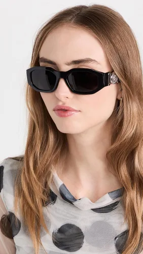 Vista 3 de Versace Gafas de sol para hombre, montura negra, lentes gris oscuro, 2.087 in
