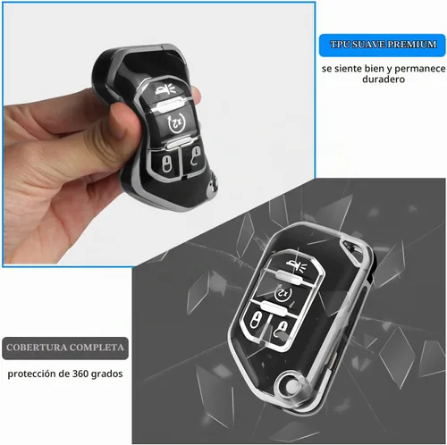 Vista 4 de QBUC Funda para llavero Jeep con llavero (negro)
