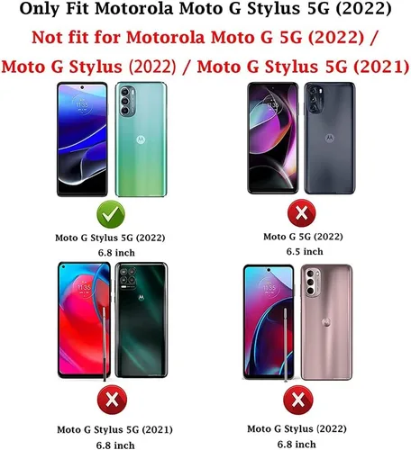 Vista 2 de HNHYGETE Funda para Moto G Stylus 5G 2022, con protector de pantalla, a prueba de golpes, grado militar, resistente, con función atril de anillo