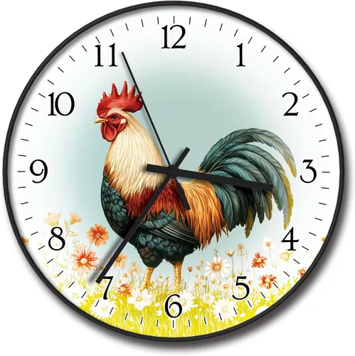 Vista 9 de Reloj de pared de plástico de 8 pulgadas, funciona con pilas, reloj redondo decorativo, gato blanco