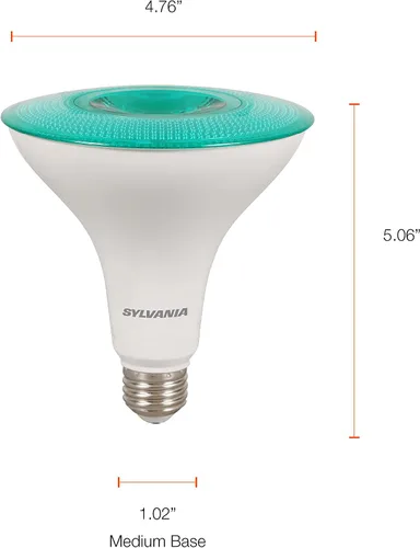 Vista 6 de Sylvania LED Flood PAR38 - Bombilla verde, eficiente de 9 W, no regulable, 5 años, base mediana E26, 1 paquete (40829)