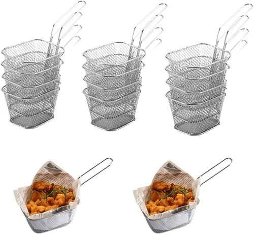 Vista 9 de Cesta de Papas Fritas de 2/4/8/12 Piezas, Mini Cesta Cuadrada para Papas Fritas Francesas Portador de Chips Alimentarios Cestas de Snacks