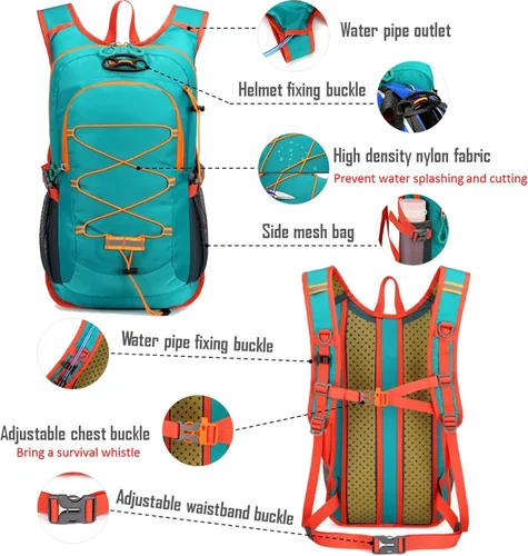 Vista 4 de Mochila ligera de hidratación para ciclismo, mochila de gran capacidad para viajes, senderismo, escalada, esquí, correr, para hombres y mujeres Negro