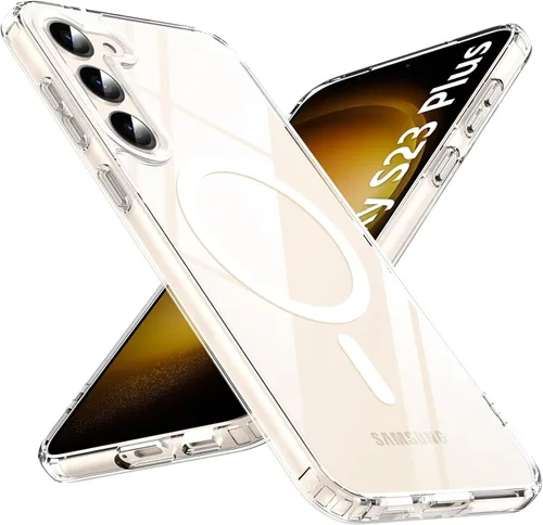 Vista 26 de OWKEY Funda magnética para Samsung Galaxy S23 de 6.1 pulgadas, para Magsafe con protector de pantalla, protección de grado militar, a prueba
