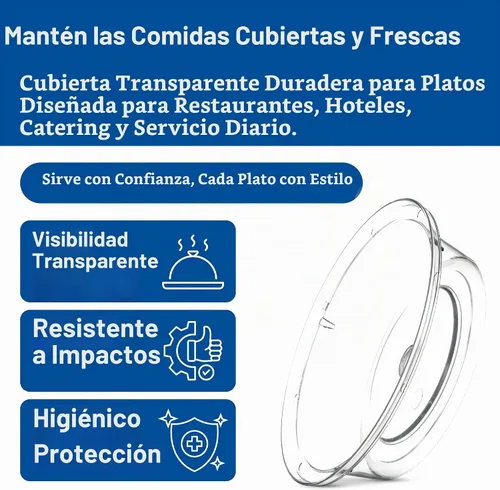 Vista 3 de Carlisle FoodService Products Cubierta plástica comercial de la placa, 8-11/16" a 9-1/8", transparente, grande