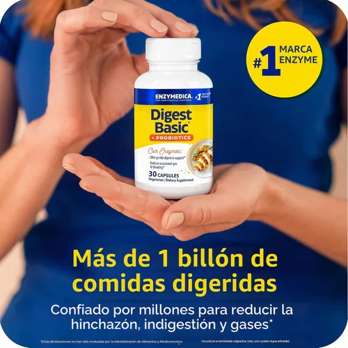 Vista 7 de Enzymedica Digest Basic + Probióticos - 30 Cápsulas Digestive Enzyme Supplement for Women & Men, Enzyme and Probiotic Capsules for Digestion, Gut