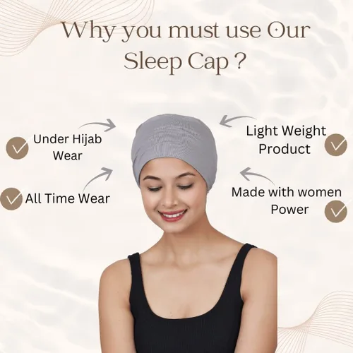 Vista 4 de SAKUCHI Sombreros de quimioterapia sólidos para dormir de bambú suave para mujer, gorro de cáncer