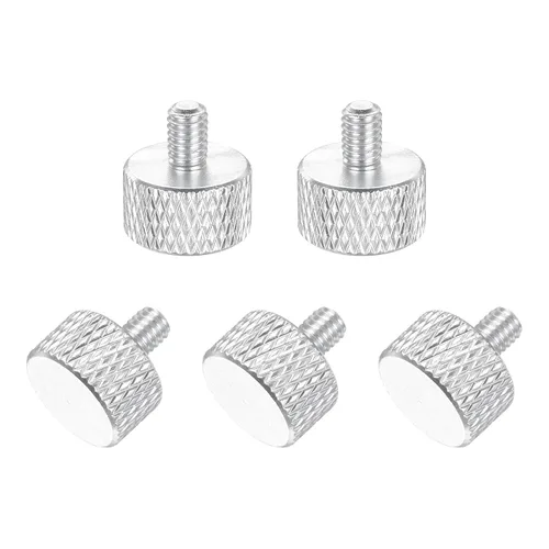 Vista 51 de MECCANIXITY 5 piezas M6x14mm Tornillos de pulgar estriado de cabeza plana, pernos de rosca completa de aleación de aluminio sólido para carcasas