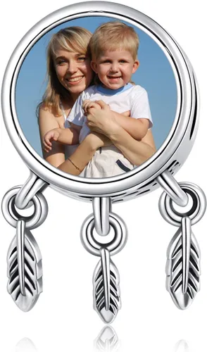 Vista 3 de LONAGO Abalorio de foto personalizado para pulsera de plata de ley personalizable, regalo para mujeres
