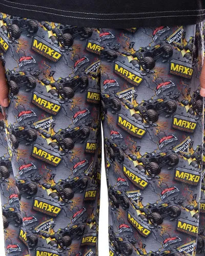 Vista 3 de INTIMO Monster Jam Trucks - Conjunto de pijama de 2 piezas para niños, máxima destrucción