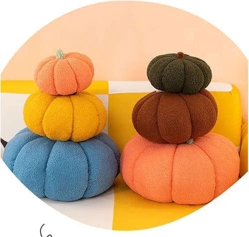 Vista 3 de Almohada decorativa de calabaza, cojín de suelo, cojín de sofá, almohada de lectura para automóvil (azul, 7.8 pulgadas)