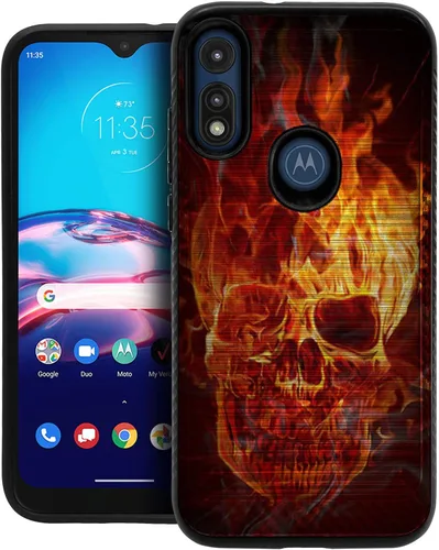 Vista 16 de CasesOnDeck Funda delgada compatible con Motorola Moto E (2020) / Moto E [Armadura cepillada] Negro de doble capa delgada cubierta de agarre