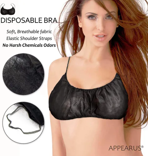 Vista 4 de APPEARUS Sujetadores desechables Spa Bra Top Brassieres Ropa interior para bronceado en aerosol y tratamientos corporales, negro, Negro