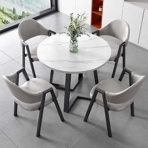 Vista 18 de YVYKFZD Office Reception Room Club Table, Round Conference Table, Simple Kitchen Dining Table Set with Metal Legs, Small Conference Room Table and