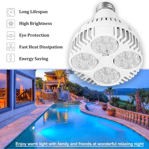Vista 5 de Bonbo PAR38 OSRAM de 65w luces para piscina de led, luces para pileta de natación, Blanco