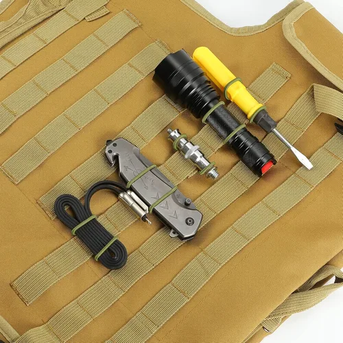 Vista 4 de FRTKK Paquete de 10 soportes tácticos para equipo con clip Molle Web Dominator con cuerdas elásticas para mochilas tácticas, bolsas Molle