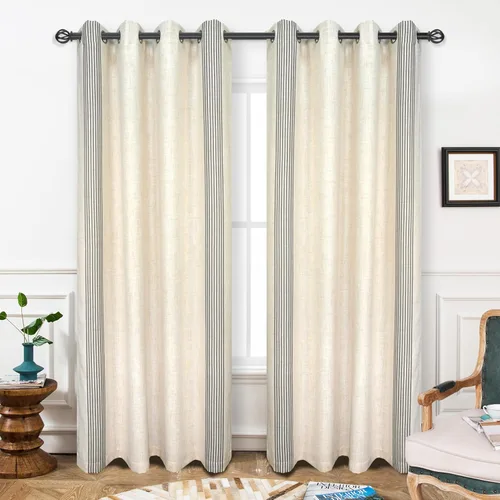 Vista 54 de DriftAway Chris Linen - Cortinas opacas con capa térmica y reductora de sonido, 63 pulgadas de largo para dormitorio, cortinas estampadas a rayas