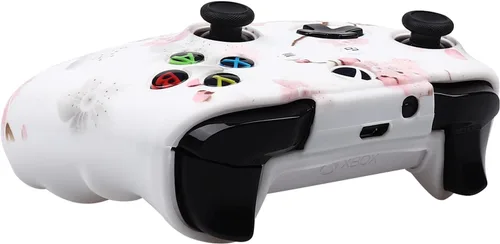 Vista 4 de RALAN Cherry Blossoms Skin para el controlador Xbox One, funda de silicona Sakura, protector de piel compatible con el controlador Xbox Ones