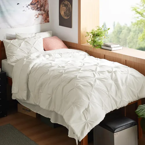 Vista 39 de Bedsure - Juego de edredón tamaño individual gris - Ropa de cama tamaño individual en una bolsa de 5 piezas, juego de cama Pintuck GentleSoft™