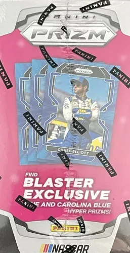 Vista 3 de Panini Prizm NASCAR Racing Cards Blaster Box sellado de fábrica, 6 paquetes por caja, 5 tarjetas por paquete, busca Blaster exclusivo azul