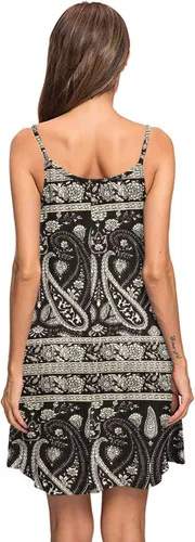 Vista 2 de MISFAY Vestido de verano para mujer, con tirantes delgados, casual, con vuelo, salida de baño para playa, con bolsillos