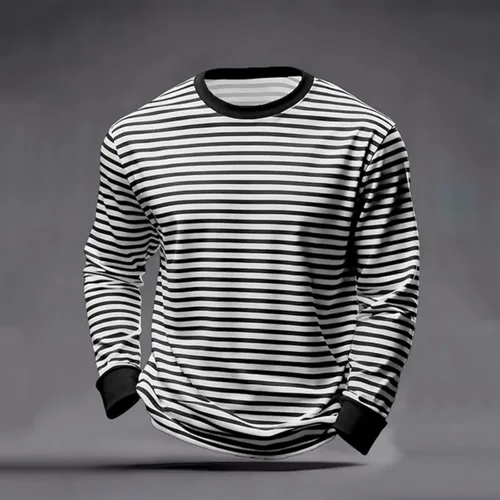 Vista 3 de Camisas a rayas para hombre, manga larga, de gran tamaño, hombros caídos, bloque de color, para trabajo, oficina, uso diario, camiseta básica