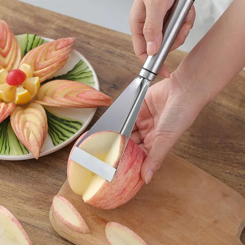 Vista 7 de Cuchillo para tallar frutas, acero inoxidable antideslizante cuchillas de grabado herramienta para tallar frutas, herramienta de cuchillo de canal