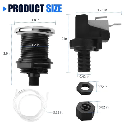 Vista 2 de Fuoequl Interruptor de Botón de Encendido y Apagado de 16A Chorro de Hidromasaje para Bañera de Spa con Hidromasaje (Negro) (Coloración, Negro)