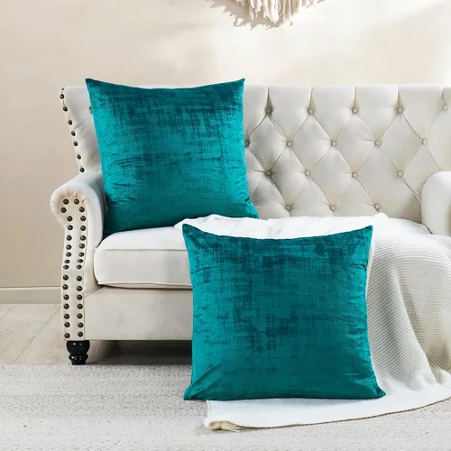 Vista 14 de Home Soft Things Juego de 2 fundas de almohada de terciopelo texturizado, 14 x 26 pulgadas, color verde azulado profundo, fundas decorativas