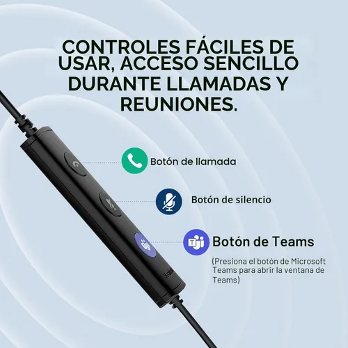 Vista 4 de Yealink UH34 Lite Wired Headset,USB-A, Noise Canceling Mic,in-Line Controls Mono-Oreja