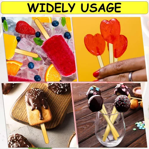 Vista 7 de Geiserailie 60 palitos acrílicos para tartas doradas, palitos de helado con purpurina, reutilizables, para tartas de dulces, fiestas familiares