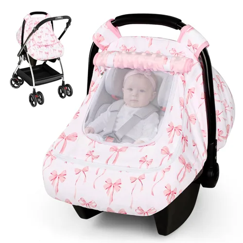 Vista 8 de Funda de asiento de automóvil para bebé, funda de asiento de automóvil resistente al viento para niñas pequeñas, toldo cálido para asiento