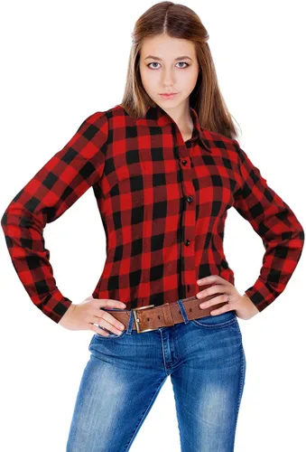 Vista 9 de Camisa casual de franela de manga larga con botones y pañuelo