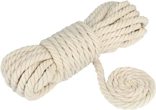 Vista 5 de jijAcraft Cuerda de algodón de 1/2 pulgada, cuerda de macramé blanca de 0.472 in x 32 pies, cuerdas de tendedero de 4 capas para manualidades