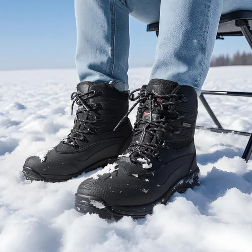 Vista 3 de NORTIV 8 Botas de esquí de invierno con suela de goma para hombre, con aislamiento impermeable Negro