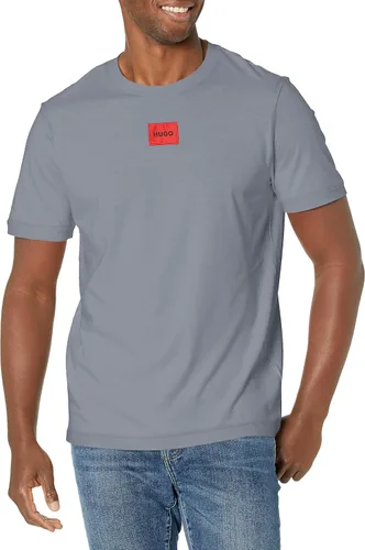 Vista 21 de Hugo Mens Ribbed Crew Neck Regular Fit Center Logo T-Shirt Blanco (Chalk White)