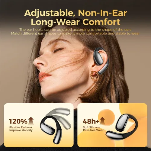 Vista 3 de Auriculares de oreja abierta, auriculares Bluetooth de 50 horas de reproducción con micrófono con cancelación de ruido, auriculares inalámbricos